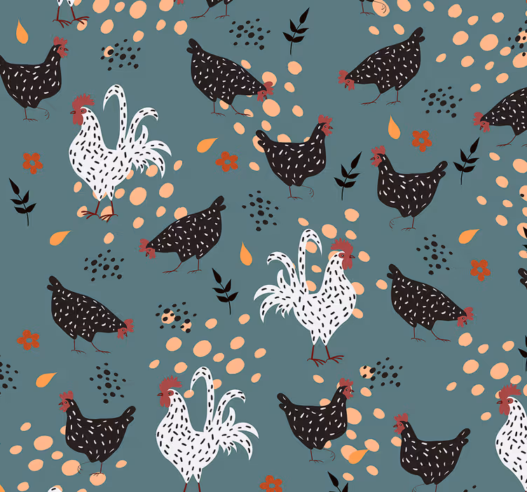 Charming Hen Motif animals wallpaper - TenStickers