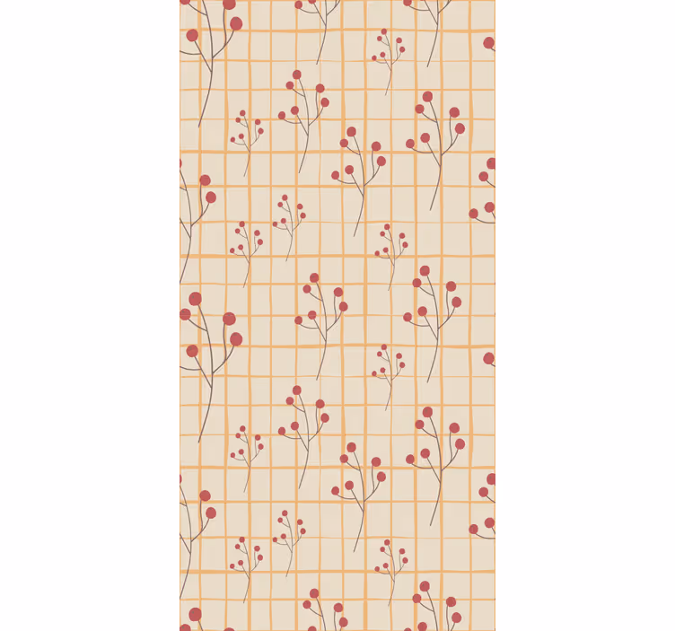 Berry Branch Pattern flowers wallpaper - TenStickers