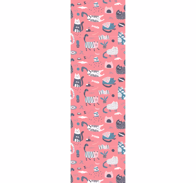 Playful Cats Illustration cats wallpaper - TenStickers