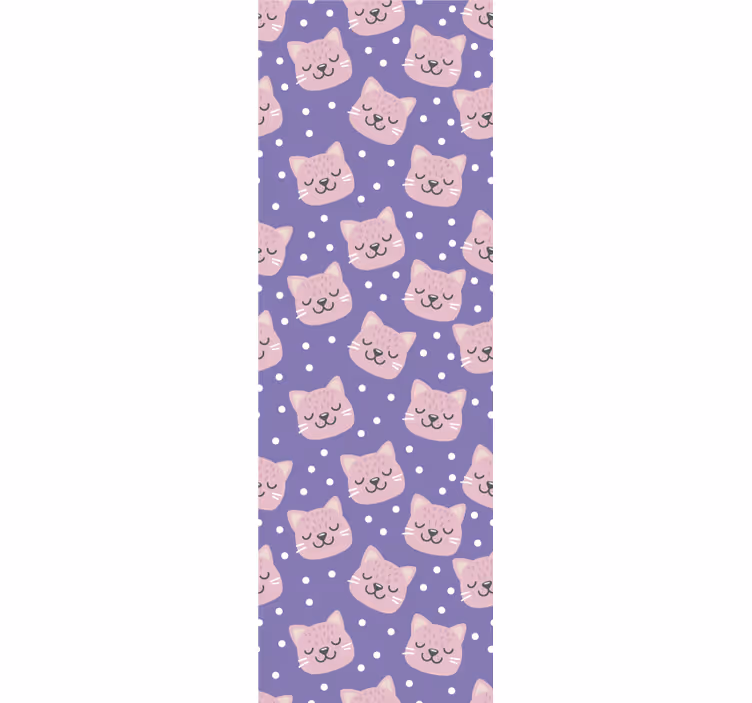 Polka Cat Pattern nursery room wallpaper - TenStickers