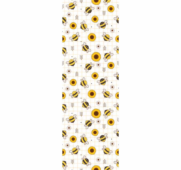 Bees Sunflowers Pattern animals wallpaper - TenStickers