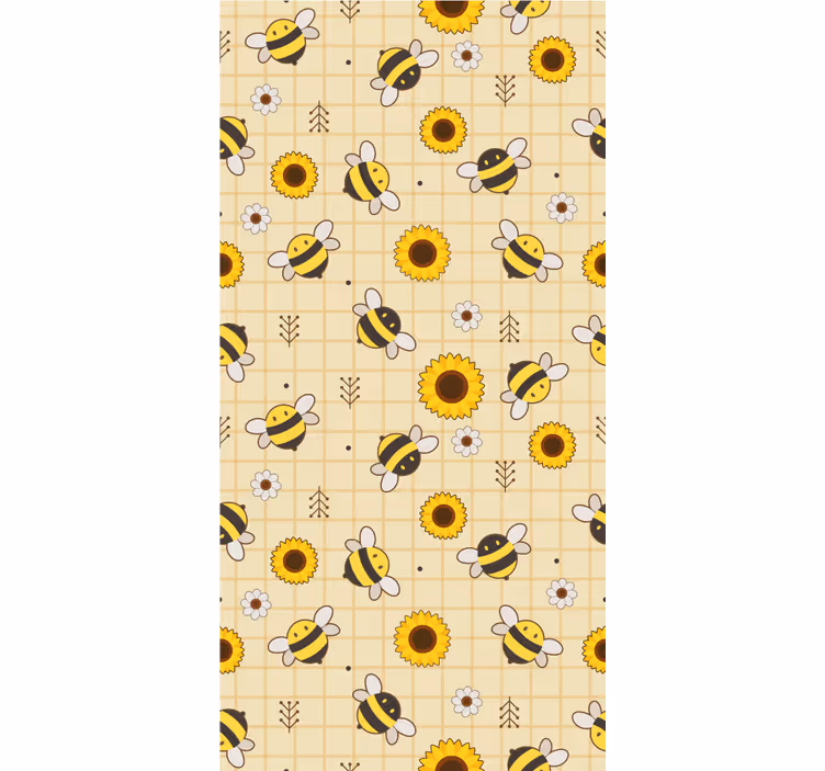Bee Sunflower Pattern animals wallpaper - TenStickers