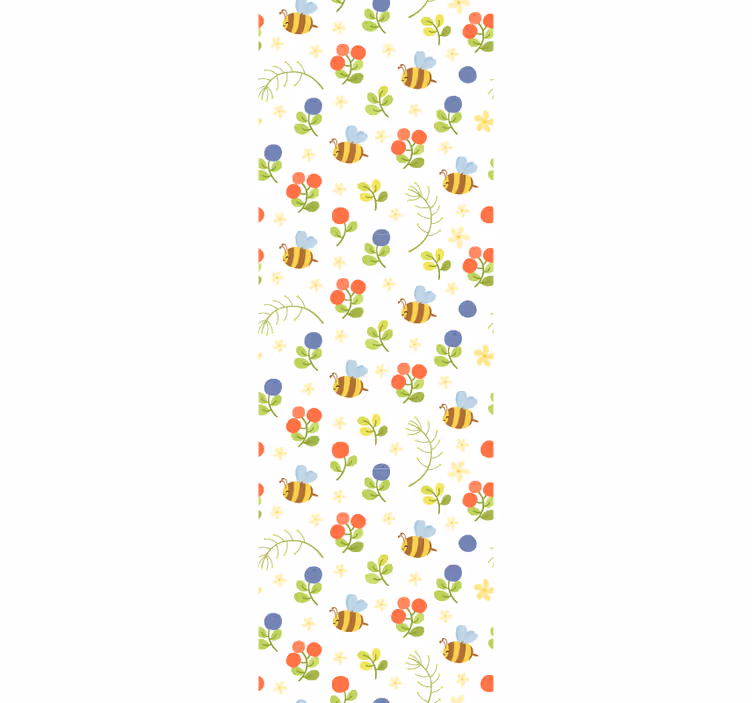 Bee Garden Pattern wallpaper childrens room - TenStickers
