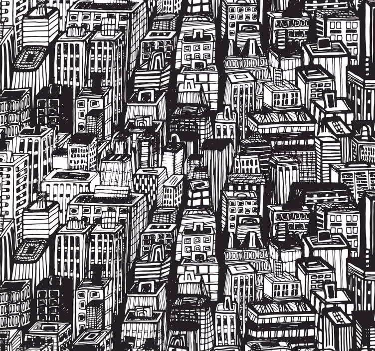 Urban Sketch Chaos city wallpaper - TenStickers