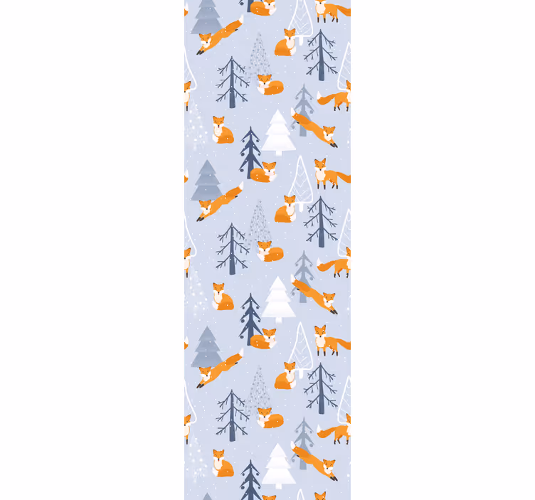 Cute fox winter pattern Christmas wallpaper - TenStickers