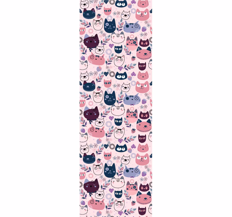 Playful Cat Faces cats wallpaper - TenStickers