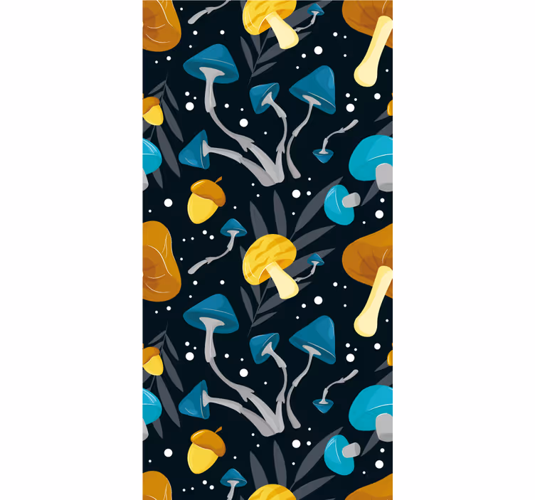 Stylized Mushrooms leaves wallpaper - TenStickers