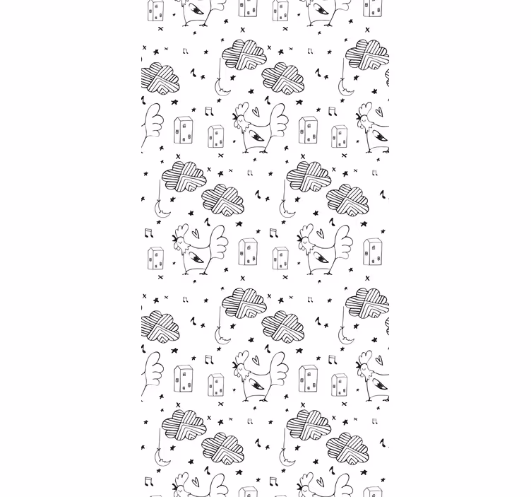 Rooster Cartoon Pattern animals wallpaper - TenStickers