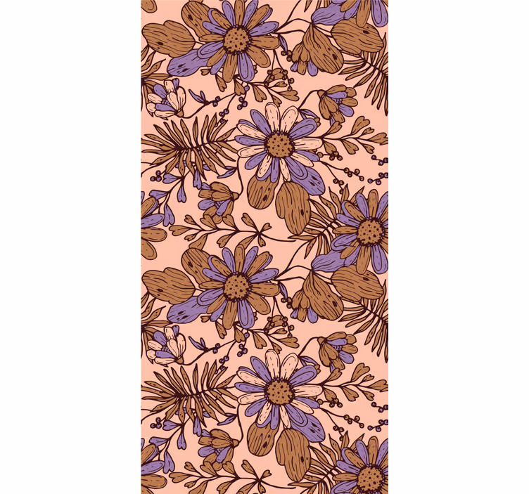 Blooming brown patterns flowers wallpaper - TenStickers