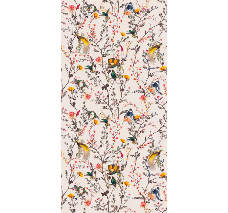 Colorful beige pattern birds in wallpaper - TenStickers