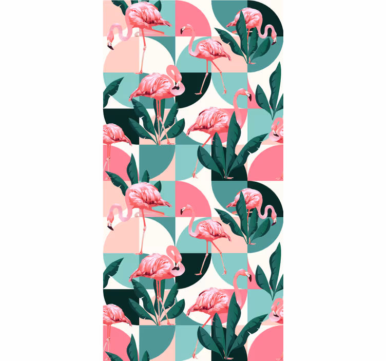 Flamingo Tropical Pattern jungle themed wallpaper - TenStickers