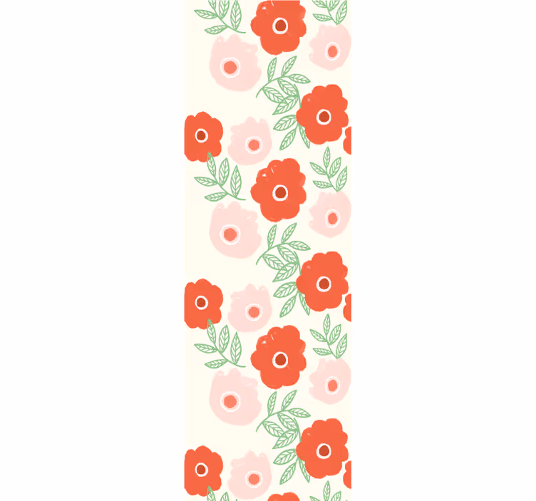 Pink and red bloom flowers wallpaper - TenStickers