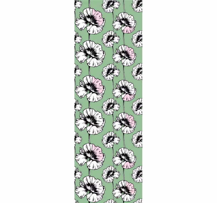 Pink and white poppies flowers wallpaper - TenStickers