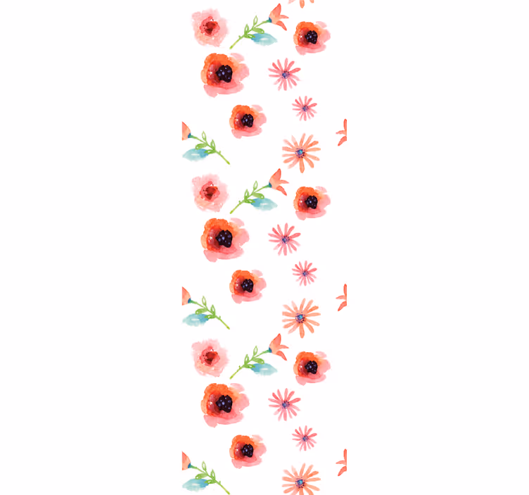Simple pink floral pattern flowers wallpaper - TenStickers