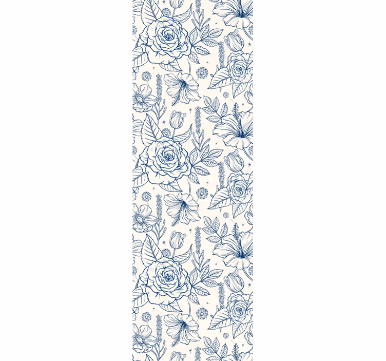 Delft Blue flower Floral Wallpaper - TenStickers