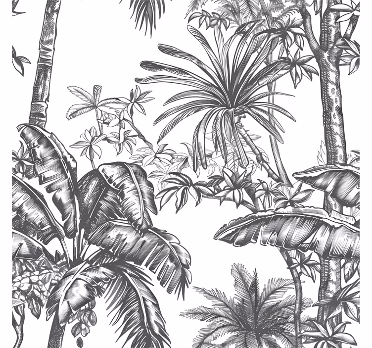 Gray rainforest pattern headboard wallpaper - TenStickers
