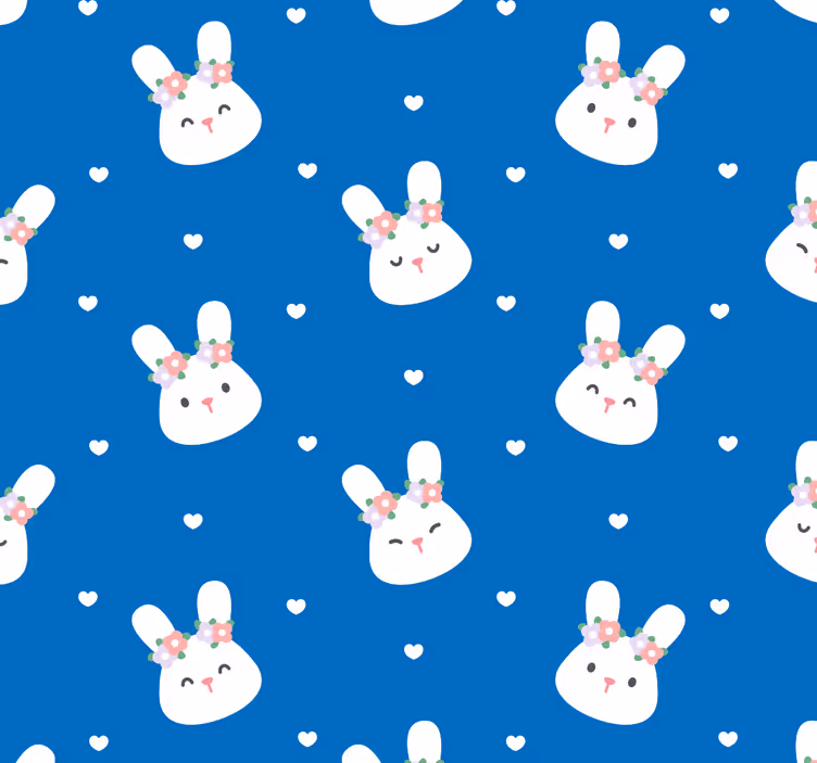 Bunny Pattern animals wallpaper - TenStickers