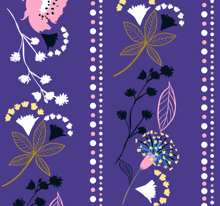 Floral Stripe Pattern flowers wallpaper - TenStickers