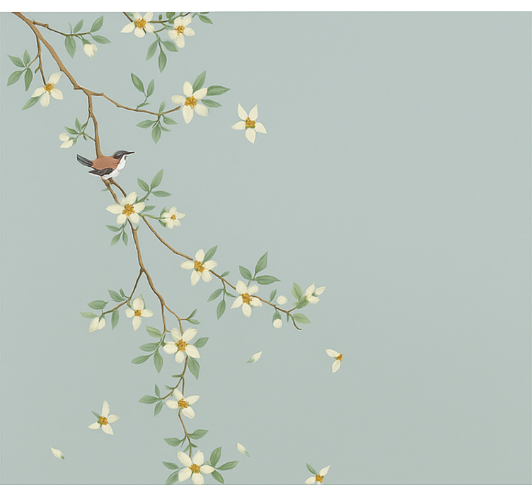 Blossoming branch birds master bedroom shades - TenStickers
