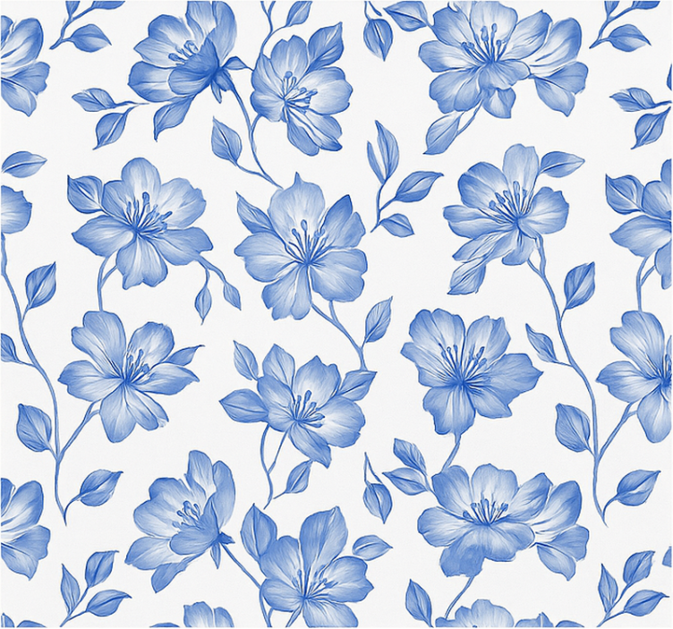 Blue and white floral master bedroom shades - TenStickers