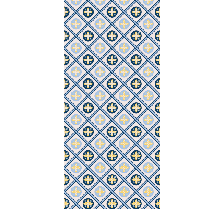 Blind kitchen in baby blue and yellow portuguese tile - TenStickers