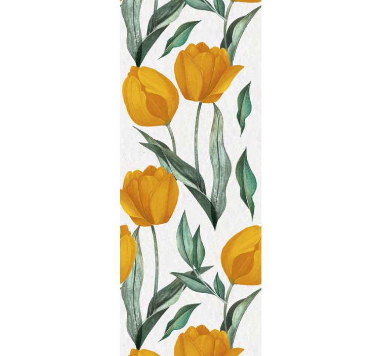 Dining room blind with yellow tulips oil painting pattern - TenStickers