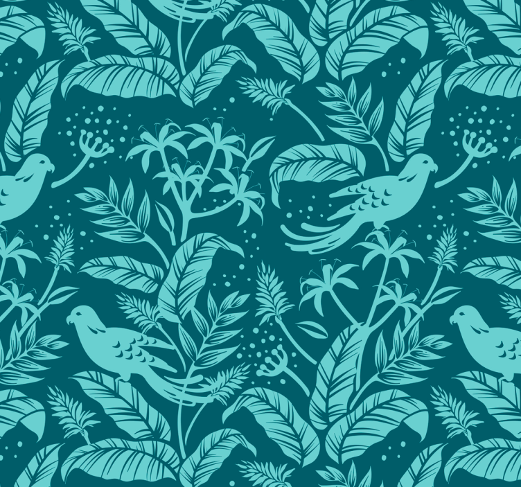 Dining room blind with turquoise flying birds design - TenStickers