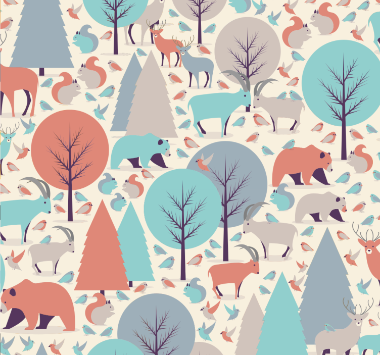 Blind children nordic forest scene art print - TenStickers