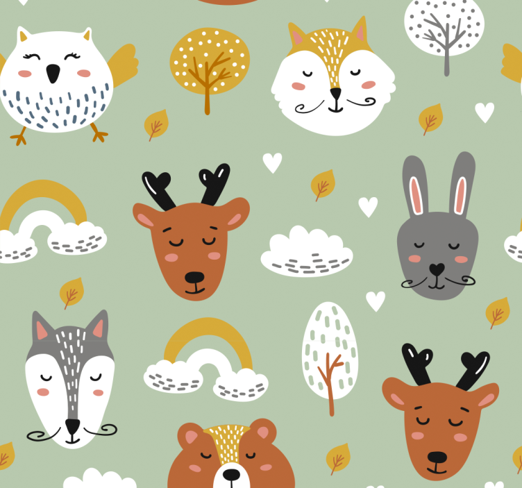 Blind children scandinavian forest animals set - TenStickers
