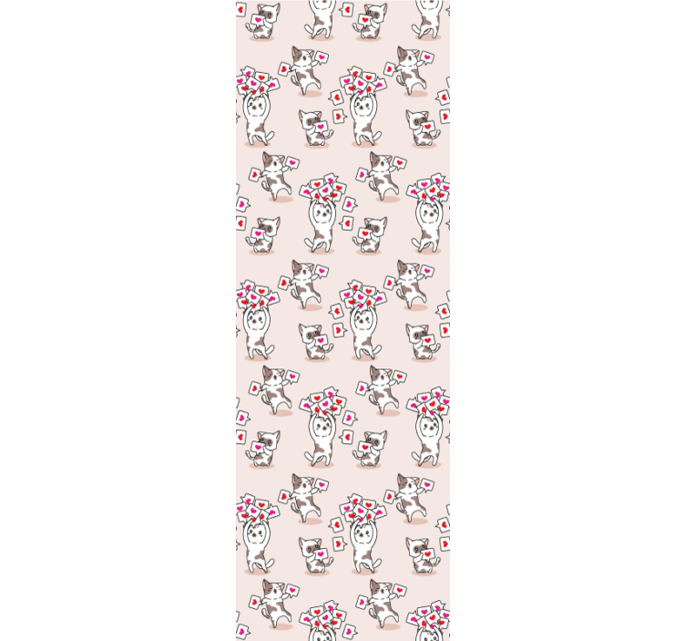 Blind children cats with heart icons pattern - TenStickers