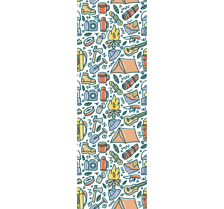 Blind children hand-drawn mountains and camping gear - TenStickers