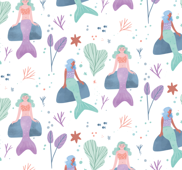 Blind children mermaid resting on a rock - TenStickers