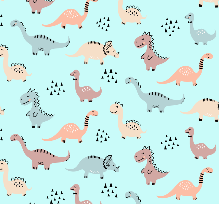 Blind children blue background with yellow green dinosaurs - TenStickers