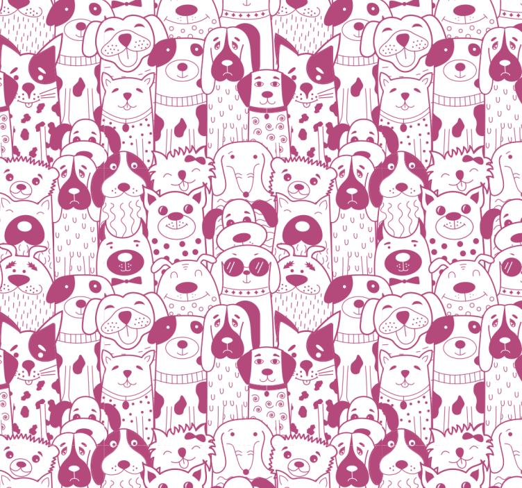 Blind children drawing of pink fluffy dogs - TenStickers