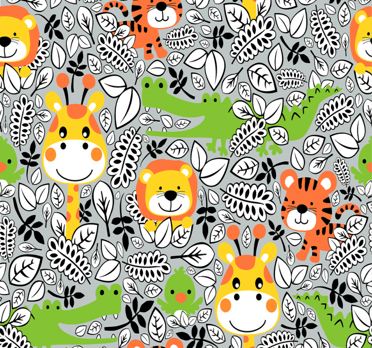 Blind children jungle friends grey - TenStickers