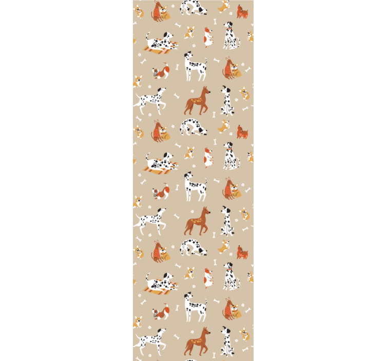 Blind children with adorable dogs on beige - TenStickers