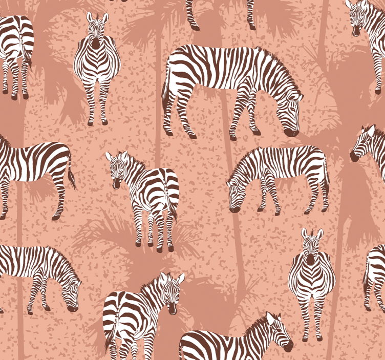 Blind children zebra and palms brown - TenStickers