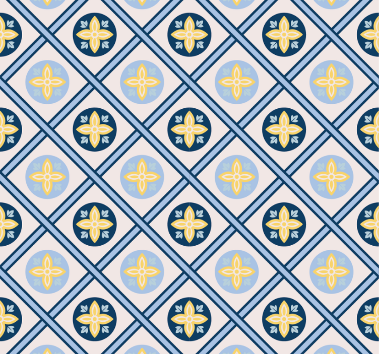 Modern blind in baby blue and yellow portuguese tile - TenStickers