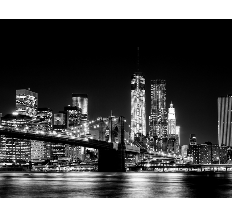 Black roller blind new york east river mural - TenStickers