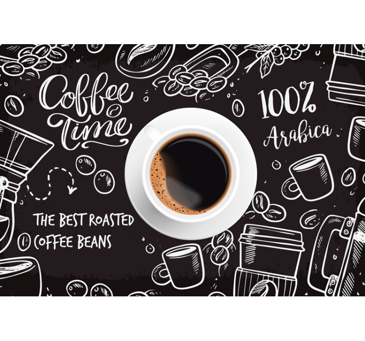 Black roller blind coffee time visuals - TenStickers