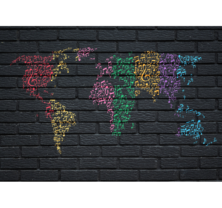 Black roller blind with world map music sounds - TenStickers