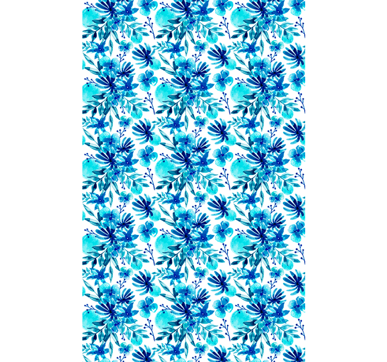 Vivid blue theme blind flowers and plants - TenStickers