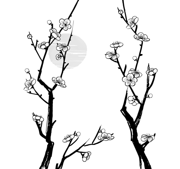 Blossoming Branches Silhouette blind flowers and plants - TenStickers