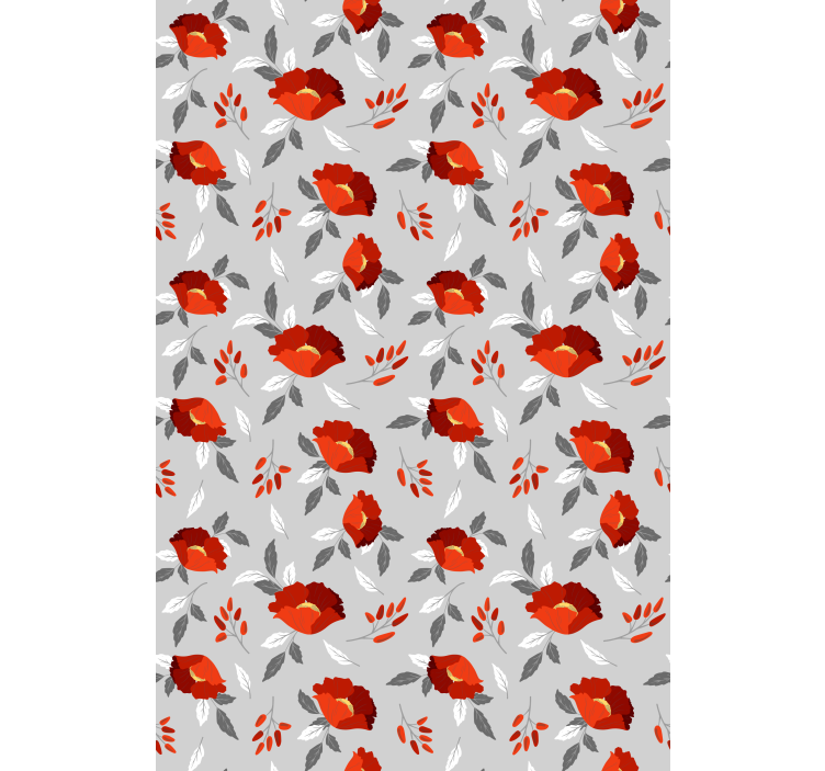Red grey pattern floral roller blind - TenStickers