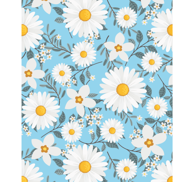 Daisy flowers pattern blue background blind - TenStickers