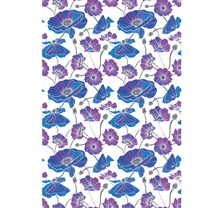 Blue and pink pattern blind flowers and plants - TenStickers