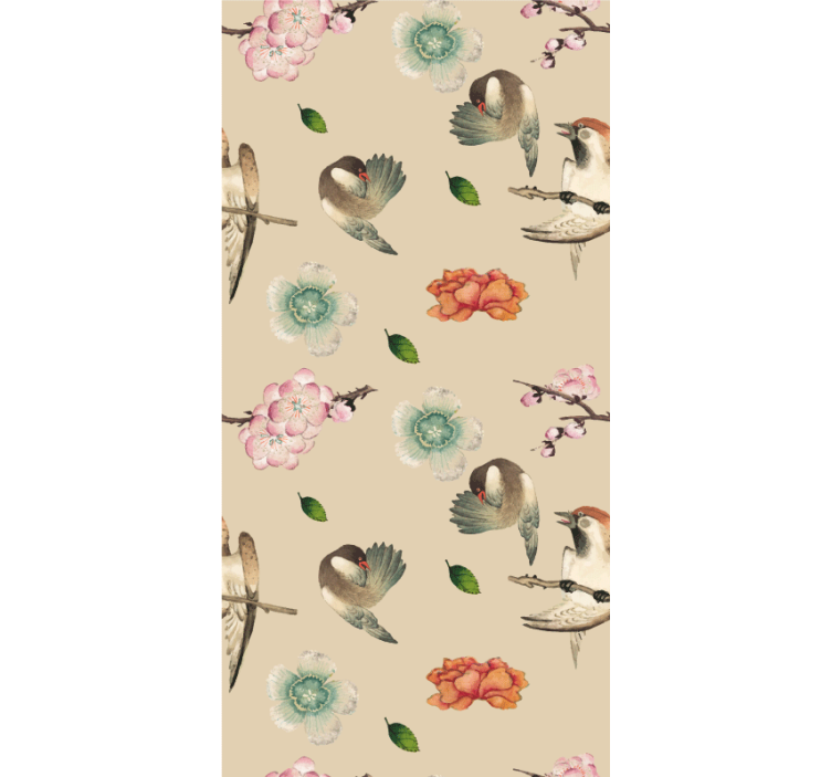 Beige avian design blind flowers and plants - TenStickers