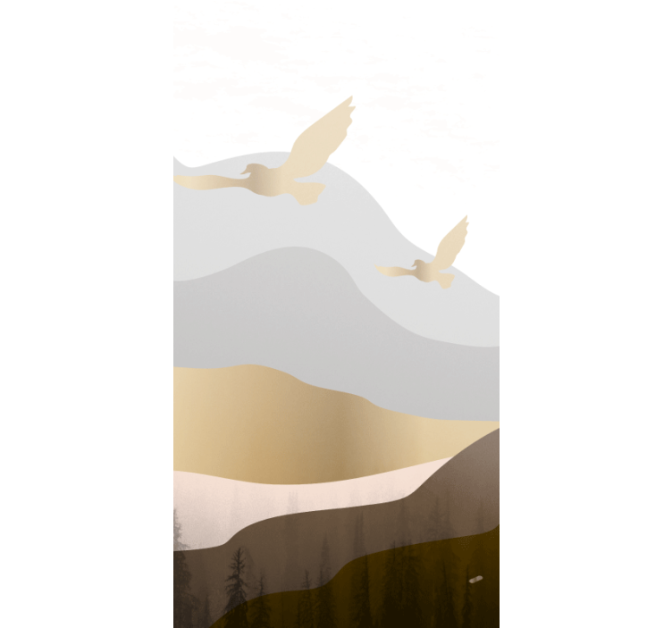 Golden birds in the fog  Blind painting - TenStickers