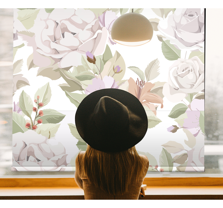 Beige floral motif elegant blind - TenStickers