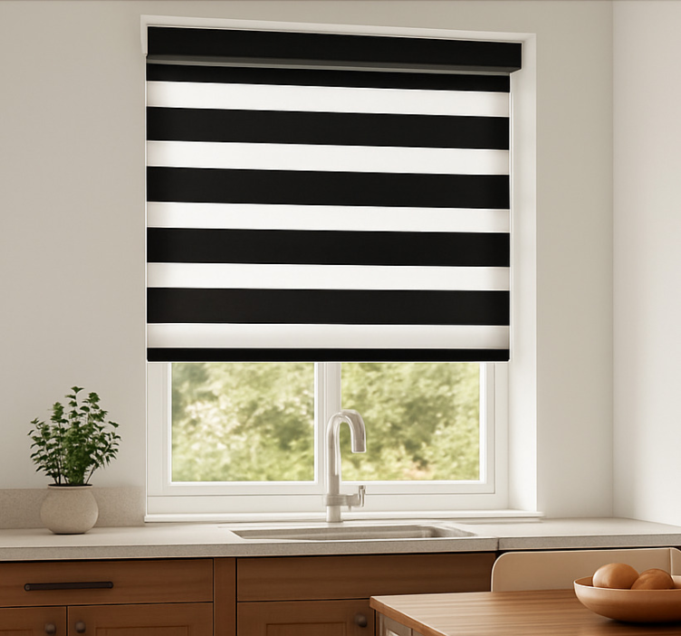 Black and white stripes blind kitchen - TenStickers